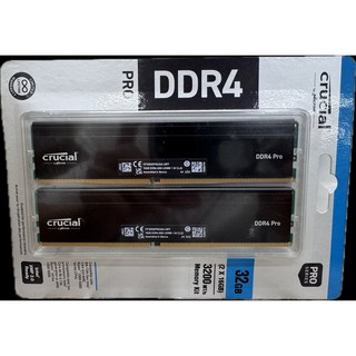 Crucial DDR4 Pro 32GB (2x16GB) 3200MT/s 桌上型電腦記憶體套件, 1個, CP2K16G4DFRA32A