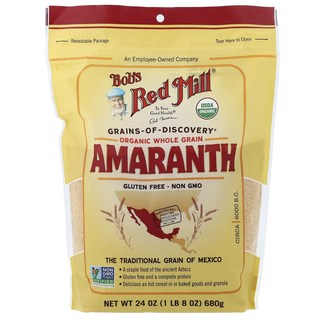 건강챙기세요 Bob's Red Mill 유기농 아마란스 통곡물 24oz(680g) 백살까지오래오래, BobsRedMill유기농아마란스통곡물24oz680g