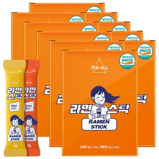 라면 스프 스틱 티백 4g x 20포 국물 매운맛 순한맛 여행 캠핑, 80g, 10개
