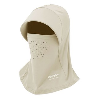 涼感 - 遮陽帽抗UV防曬圍脖頭巾面罩, 米白