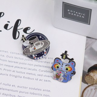 까치호랑이 전통 갓 호작도 민화 데몬헌터스 더피 스타일 뺏지(핀타입), 1개, 까치호랑이2