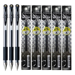 미쓰비시 유니볼 시그노 UM-151 0.38mm, 블랙 3개+리필 5개, 1세트