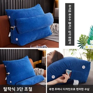 모던 심플 삼각 등받이 베개 침대 옆 소파 허리 지지 학생 기숙사 장식 쿠션 패드, 10 두툼한 옥수수 솜털 - 코발트 블루, 03 452250cm [머리받침 포함]