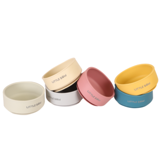 [리틀바우] 강아지 실리콘 밥그릇 물그릇 반려동물 캠핑용 식기, 1개, 크림카키