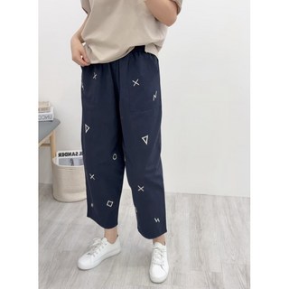 幾何圖休閒寬褲 #4587