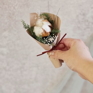 迷你棉花乾燥花束 精巧可愛 居家辦公室裝飾 療癒小物, 白