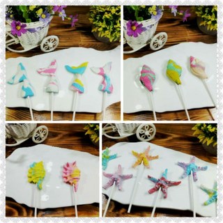 婚禮優惠組5號 海星人魚尾巴貝殼糖偶棒棒糖 - 海洋主題婚禮小物, 1個