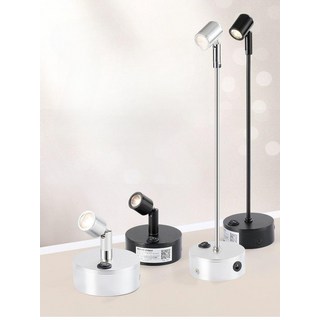 무선 핀 조명 스탠드 주얼리 그림 전시 진열장 쇼케이스, 1개, 이중색 블랙 전체높이 14cm