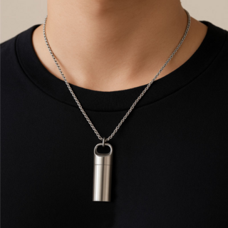 리빙릿 스텐 약통 목걸이 미니 알약 보관 케이스 남녀공용 스테인리스 펜던트