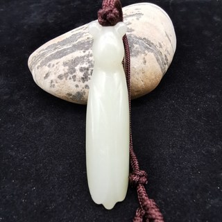 漢雅古美術 和闐玉玉蟬掛件 - 一鳴驚人和闐白玉古玩收藏品, 白色, 1個