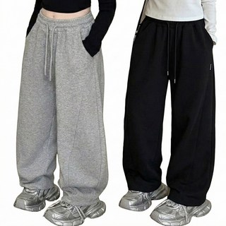 지디오 주니어 여아 기모 와이드 트레이닝 팬츠 2개 세트 초등 겨울 츄리닝 벨벳 바지