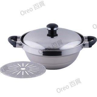 日本宮崎製作所Miyaco段付鍋 蒸煮萬能鍋 湯鍋 燉鍋 萬用鍋27/30cm（附蒸氣盤）, 1個, 段付鍋27