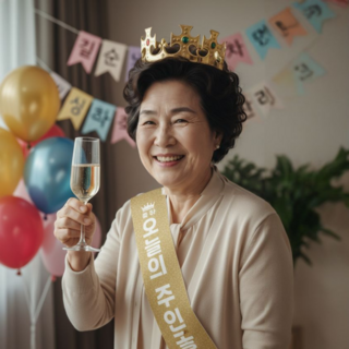 부모님 생신 왕관 어깨띠 세트, 1세트, 골드