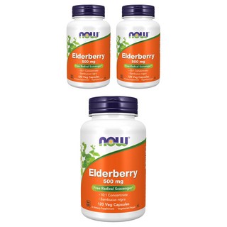 NOW Foods 接骨木莓500mg素食膠囊, 120顆, 3罐