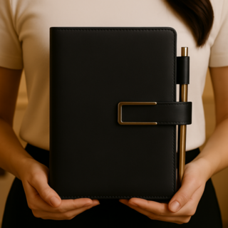 풀팩토리 A5 심플 버클 가죽 다이어리, 1개, 블랙