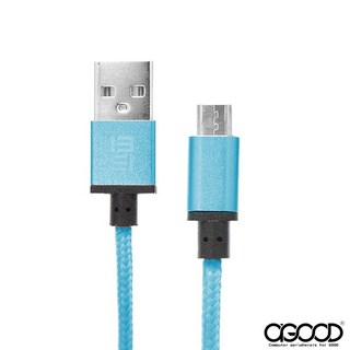 【A-GOOD】Micro USB 鋁合金尼龍編織強化傳輸充電線 1.5m (天空藍), 1個