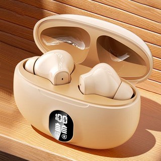 SMABAT무선 블루투스 이어폰 타입C 노이즈 캔슬링 이어폰 블루투스5.3 스포츠 운동 이어폰 생활방수 가능, 베이지