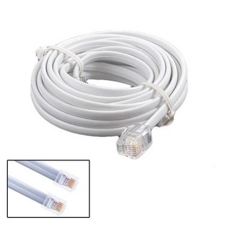 【勁祥科技】六芯電話線 6P6C RJ11 扁平電話線，家用辦公電話通用，清晰通話品質保證, 1個, 1米-白