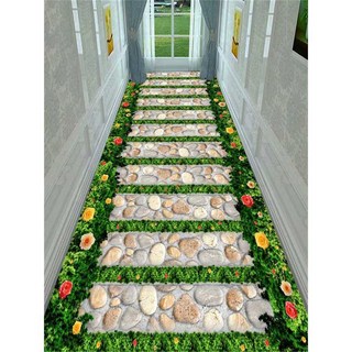 3D 착시매트 현관 거실 주방 싱크홀 복도 현상 발메트, 1개, 골드 피치 블라썸 너비 200cm