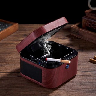 제연기 담배연기 제거기 원룸 필터 공기 재떨이 실내흡연, 다크 우드 그레인 + 예비 필터 2개