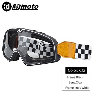 東方儲運 復古機車護目鏡 多色高清鏡片 大視野防紫外線 滑雪眼鏡 越野機車安全帽頭盔護目鏡, C12, 1個