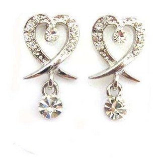 環抱的心水鑽耳環 韓國進口