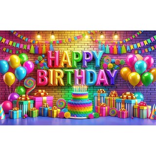 태쓰 생일 파티 현수막 남아 여아 엄마 아빠 생일 배너 2, 레인보우