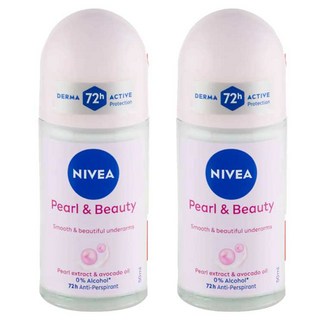 니베아 여성용 펄 앤 뷰티 48 잼 롤 온 데오드란트, 50ml, 2개