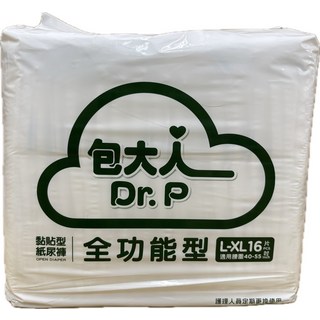 Dr. P 全功能型黏貼式成人紙尿褲 L-XL 16片 (適用腰圍40-55英吋), 4個