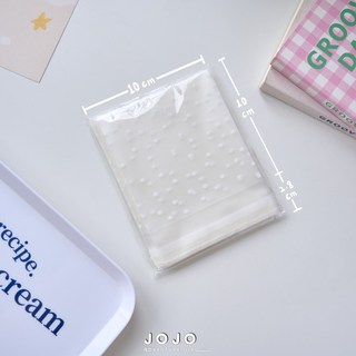 JOJO 點點磨砂自黏袋 三種尺寸 透明包裝袋 小物收納, 1個, 中方形款
