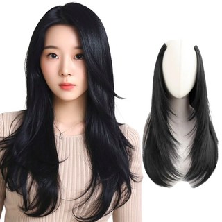 글로프 레이어드컷 C컬 붙임머리, 1개, 브라운 블랙 45cm