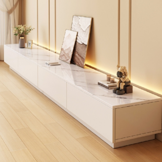 BYOU 확장형 거실장 수납 서랍형 TV다이 1200 1600 2000, 화이트 + 대리석 패턴