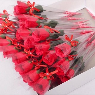 禮之喜悅 香皂玫瑰花束 情人節花束 香皂花 畢業花束 求婚花束, 紅, 1個