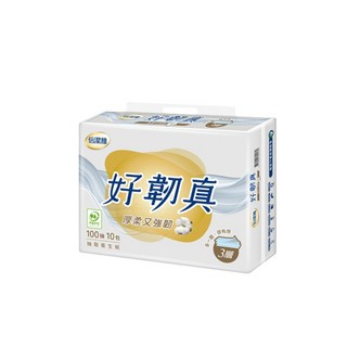 倍潔雅 好韌真3層抽取式衛生紙 100抽x10包入, 100抽, 1個