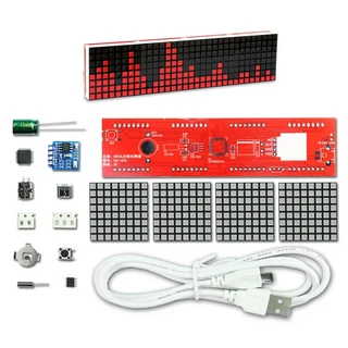 스위치 회로 DIY LED 음악 스펙트럼 DS1302 도트 매트릭스 시계 전자 리듬 라이트 USB DC5V 마이크로 케이, 05 Red