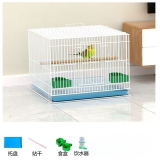 外出鳥籠 鸚鵡籠 家用相思鳥玄鳳八哥鳥籠 特大號金屬鳥籠 可拆洗通風透氣便攜籠, 白色,50*34*32cm（豪華套餐【無法超取, 1個