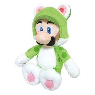 路易吉貓咪造型絨毛玩偶，可愛綠色點點裝，柔軟舒適療癒系, 綠色點點, 1個, 1