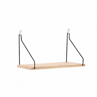 北歐風木質一字隔板置物架，簡約鐵藝壁掛層架，牆面裝飾收納好幫手, 原木色, 1層