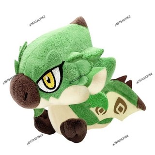 魔物獵人Q版龍型毛絨公仔：雄火龍、月迅龍、斬龍、泡芙龍、天廻龍、雷狼龍 - 可愛玩偶抱枕, 綠色雄火龍, 1個