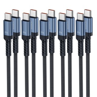 Toocki 단선 방지 E Marker 칩 100W C to C 타입 초고속 메탈 충전 케이블, 불루, 5개, 3m