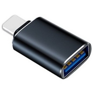 蘋果OTG轉接頭，Lightning轉USB，適用隨身碟、滑鼠、鍵盤、手把，iPhone/iPad擴充神器, 黑色, 1個, 21mm