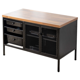 台灣製工業風電視櫃，金屬網狀門，三層抽屜收納，開放式電線整理，客廳儲物櫃, 工業風電視櫃(黑)