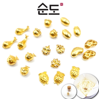 [순도] 24k 순금 콩알금 1g 3.75g 다양한 디자인 콩알금 유리병 포장 포함 한달에 하나씩 콩알금 모으기