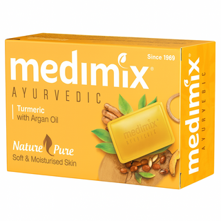 MEDIMIX 印度綠寶石皇室藥草浴香皂 125g，含薑黃與摩洛哥堅果油，溫和潔淨，草本精華呵護肌膚, 125g, 1個