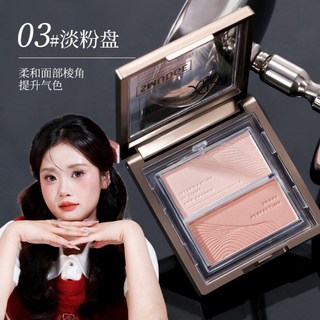 xixi修容盤 粉質細膩多效啞光提亮面部陰影鼻影淚溝一體盤 低飽和自然修飾, 1個, 修容盤3#淡粉盤