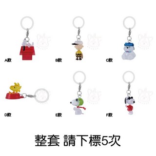 BANDAI 扭蛋 史努比 經典篇 角色造型吊飾 查理布朗 全6款 整套1A721, 1個, 整套1A721(金額550，下X5)