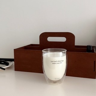 雙層玻璃水杯 文創 基督 禮品 幸福小組 隔熱保溫 玻璃杯, 1個