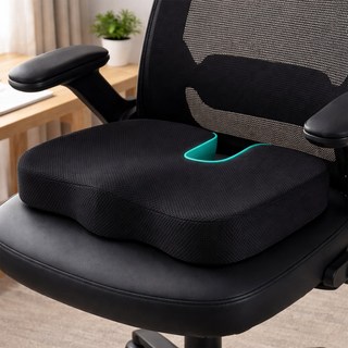 루이벤 자세교정 U자형 3D 메모리폼 꼬리뼈 방석 사무실 임산부 수험생 체중분산 쿠션, 체중분산 꼬리뼈방석-블랙