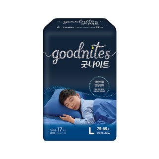 하기스 굿나이트 대형(남아) 17매 (27kg-44kg), 대형(L), 51매