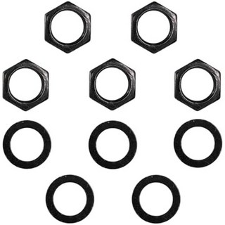 기타 잭 너트 및 와셔 5개 세트 알루미늄 스레드 3/8인치 입력 출력 잭 너트 및 와셔 교체 부품 전기 기타 베이스 모든 종류의 소켓(실버), Black